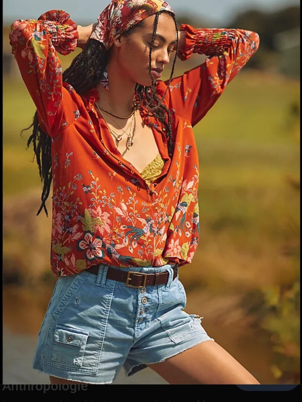 By Anthropologie Floral Chiffon Blouse size Medium Womens